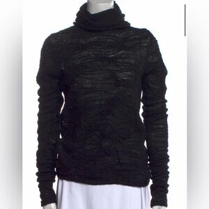 CHANEL  gray grey  textured Knit CC Logo turtleneck  Sweater 40 2011 runway